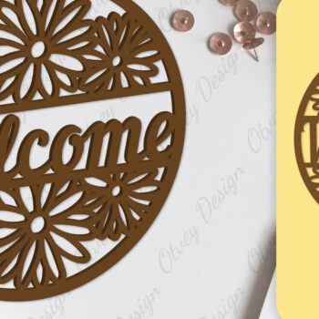 Intra απο ξύλο plywood 3mm-4mm πάχος - Flower Welcome Sign Lasercut Δίασταση 30x20 cm INTRAFABR-104125895 - Image 1