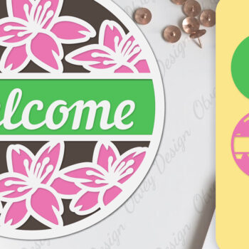 Intra απο ξύλο plywood 3mm-4mm πάχος - Σήμα καλωσορίσματος λουλουδιών Lasercut Δίασταση 30x20 cm INTRAFABR-104130799 - Image 1