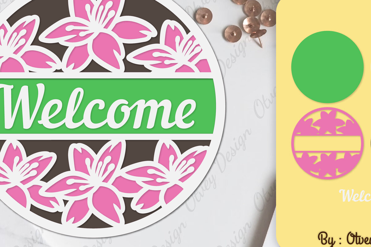 Intra απο ξύλο plywood 3mm-4mm πάχος - Σήμα καλωσορίσματος λουλουδιών Lasercut Δίασταση 30x20 cm INTRAFABR-104130799