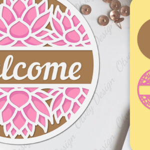 Intra απο ξύλο plywood 3mm-4mm πάχος - Σήμα καλωσορίσματος λουλουδιών Lasercut Δίασταση 30x20 cm INTRAFABR-104130701