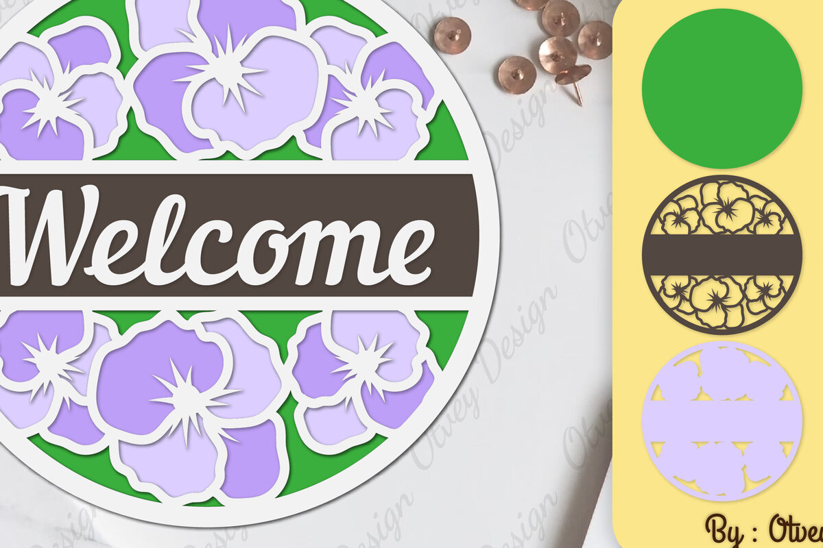 Intra απο ξύλο plywood 3mm-4mm πάχος - Σήμα καλωσορίσματος λουλουδιών Lasercut Δίασταση 30x20 cm INTRAFABR-104130718