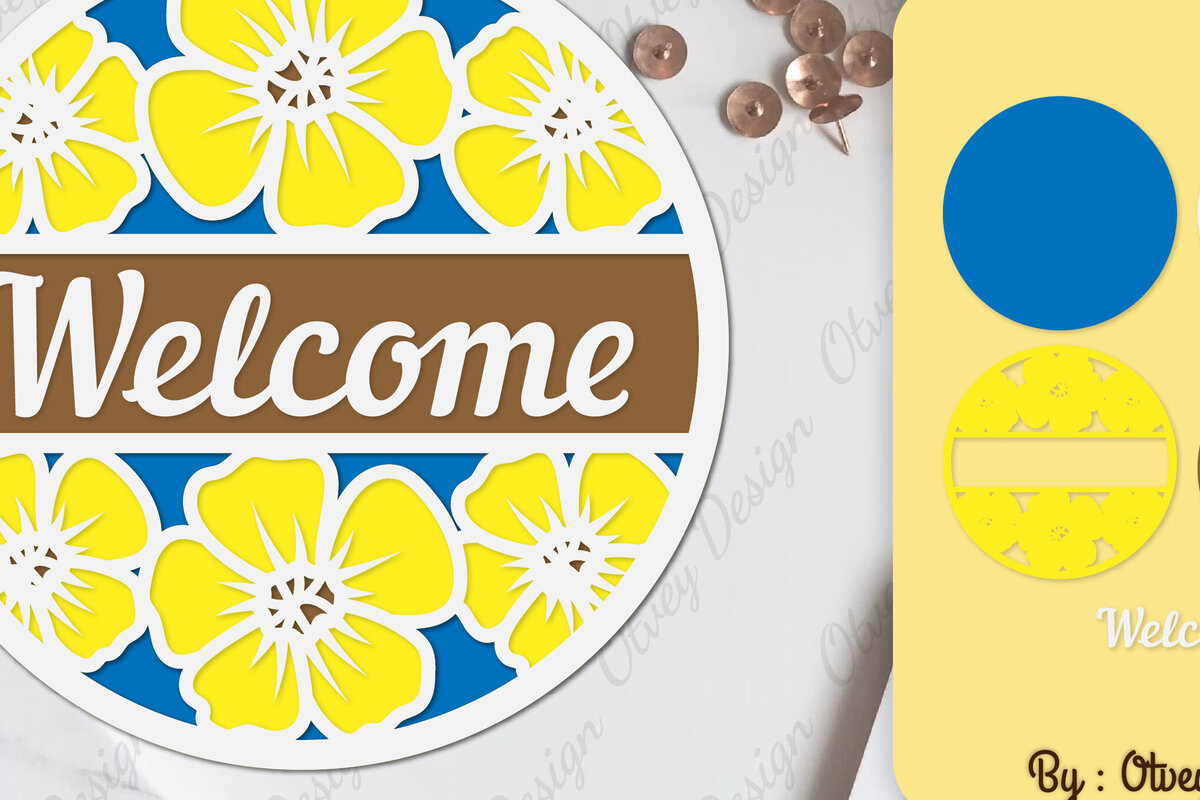 Intra απο ξύλο plywood 3mm-4mm πάχος - Σήμα καλωσορίσματος λουλουδιών Lasercut Δίασταση 30x20 cm INTRAFABR-104130750