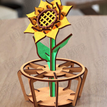 Intra απο ξύλο plywood 3mm-4mm πάχος - Λουλούδι με Stand Laser Cut Bundle | CNC Δίασταση 20x20 cm INTRAFABR-119959544 - Image 5