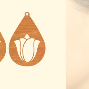 Intra απο ξύλο plywood 3mm-4mm πάχος - Flower WOOD Σκουλαρίκια Laser Cut  Δίασταση 3x3 cm INTRAFABR-62683565