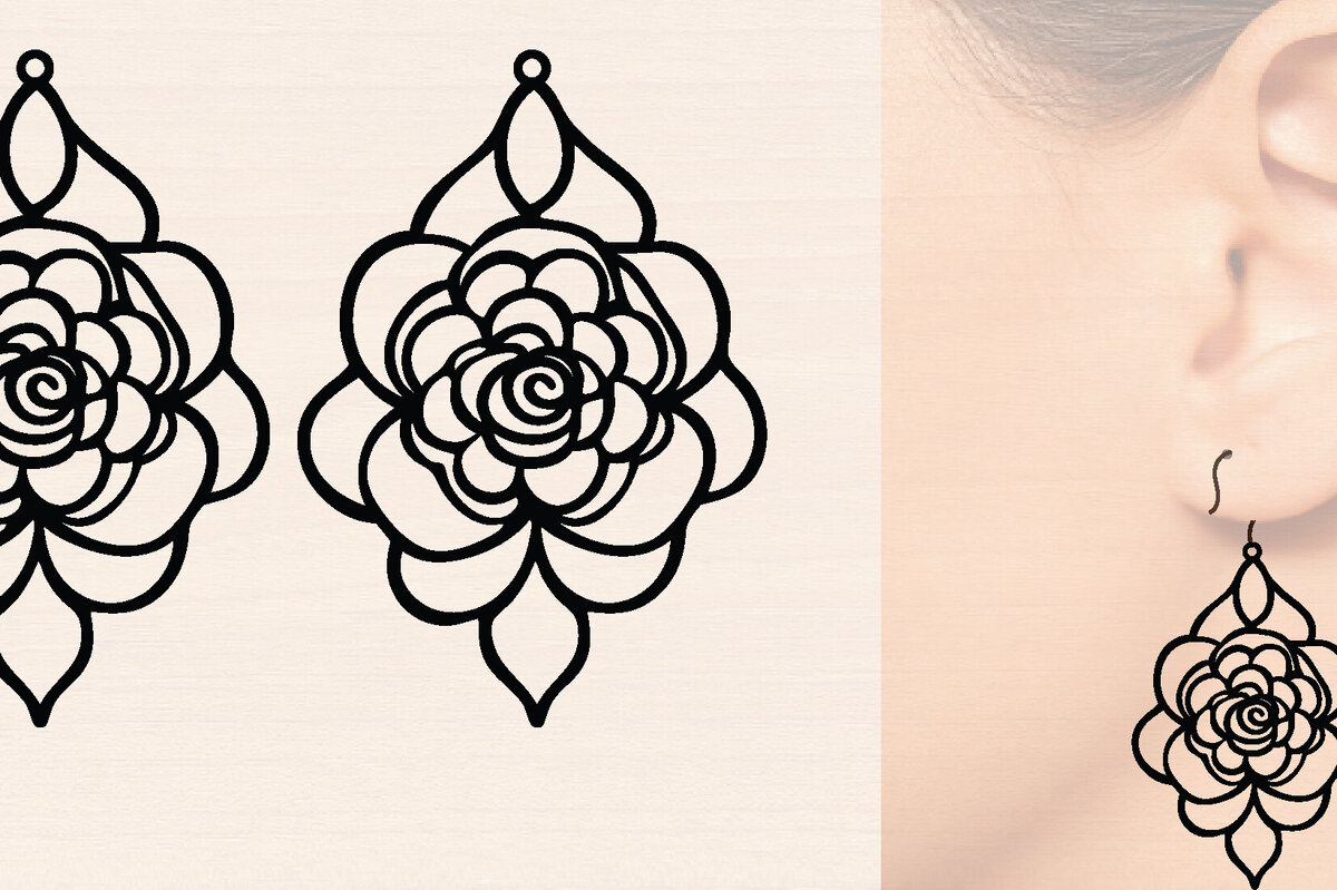 Intra απο ξύλο plywood 3mm-4mm πάχος - Ξύλινα σκουλαρίκια λουλούδι με   Δίασταση 3000x3000 cm INTRAFABR-116859173