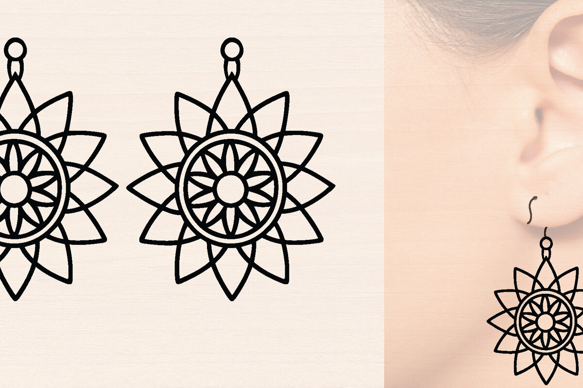 Intra απο ξύλο plywood 3mm-4mm πάχος - Ξύλινα σκουλαρίκια λουλούδι με   Δίασταση 3000x3000 cm INTRAFABR-116859297