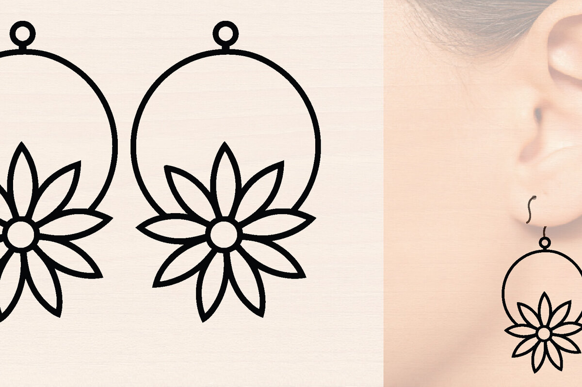 Intra απο ξύλο plywood 3mm-4mm πάχος - Ξύλινα σκουλαρίκια λουλούδι με   Δίασταση 3000x3000 cm INTRAFABR-116860823