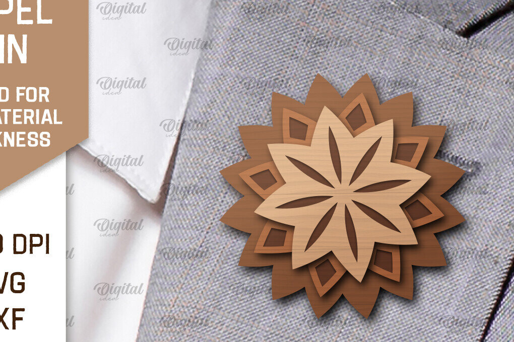 Intra απο ξύλο plywood 3mm-4mm πάχος - Λουλούδι Ξύλινη καρφίτσα για πέτο με λέιζερ Δίασταση 30x20 cm INTRAFABR-98650256