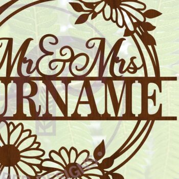 Intra απο ξύλο plywood 3mm-4mm πάχος - Στεφάνι λουλουδιών Ονοματεπώνυμο κυρίου και κυρίας  Δίασταση 30x20 cm INTRAFABR-68860091 - Image 1