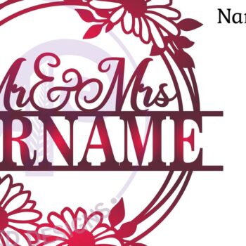 Intra απο ξύλο plywood 3mm-4mm πάχος - Στεφάνι λουλουδιών Ονοματεπώνυμο κυρίου και κυρίας  Δίασταση 30x20 cm INTRAFABR-68860091 - Image 2