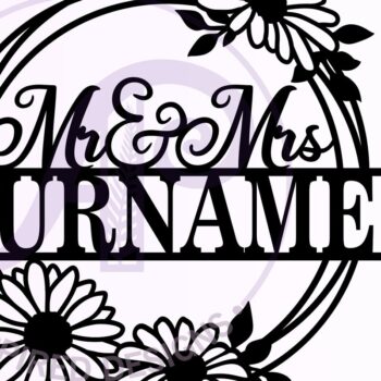 Intra απο ξύλο plywood 3mm-4mm πάχος - Στεφάνι λουλουδιών Ονοματεπώνυμο κυρίου και κυρίας  Δίασταση 30x20 cm INTRAFABR-68860091 - Image 3