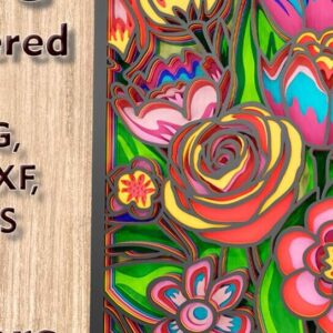 Intra απο ξύλο plywood 3mm-4mm πάχος -  πολλαπλών επιπέδων 3D  Flowers Δίασταση 8x11 cm INTRAFABR-109001575