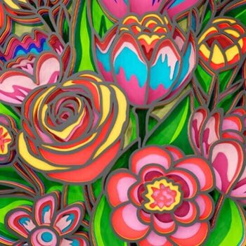 Intra απο ξύλο plywood 3mm-4mm πάχος -  πολλαπλών επιπέδων 3D  Flowers Δίασταση 8x11 cm INTRAFABR-109001575 - Image 2