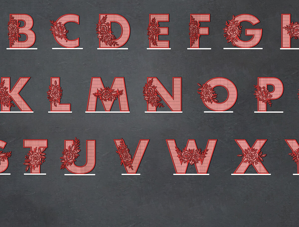 Intra απο ξύλο plywood 3mm-4mm πάχος - Λουλούδια Σετ Σκουλαρίκια Alphabets Δίασταση 3x3 cm INTRAFABR-26062697