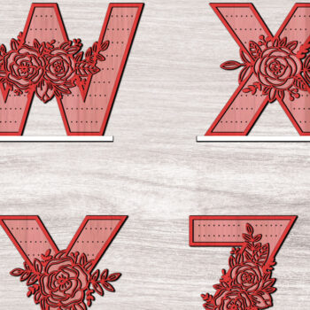 Intra απο ξύλο plywood 3mm-4mm πάχος - Λουλούδια Σετ Σκουλαρίκια Alphabets Δίασταση 3x3 cm INTRAFABR-26062697 - Image 3