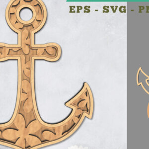 Intra απο ξύλο plywood 3mm-4mm πάχος - Flowers Anchor τρισδιάστατη διακόσμηση με λέιζερ Δίασταση 20x20 cm INTRAFABR-111486364