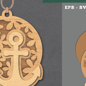 Intra απο ξύλο plywood 3mm-4mm πάχος - Flowers Anchor Laser Cut Στολίδι  Δίασταση 6x6 cm INTRAFABR-112070030