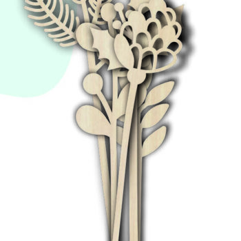 Intra απο ξύλο plywood 3mm-4mm πάχος - Flowers Bandle , Christmas Leaves Δίασταση 15x15 cm INTRAFABR-81833117 - Image 4