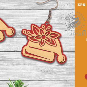 Intra απο ξύλο plywood 3mm-4mm πάχος - Σκουλαρίκια κομμένα με λέιζερ Flowers Beanie Δίασταση 3x3 cm INTRAFABR-113205627 - Image 1