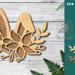 Intra απο ξύλο plywood 3mm-4mm πάχος - Διακόσμηση Flowers Bunny Cut Laser 1 Δίασταση 15x15 cm INTRAFABR-116292966