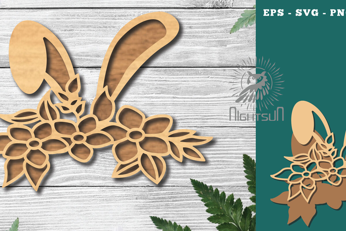 Intra απο ξύλο plywood 3mm-4mm πάχος - Διακόσμηση Flowers Bunny Cut Laser 2 Δίασταση 15x15 cm INTRAFABR-116293036