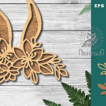 Intra απο ξύλο plywood 3mm-4mm πάχος - Διακόσμηση Flowers Bunny Cut Laser 3 Δίασταση 15x15 cm INTRAFABR-116293080 - Image 1