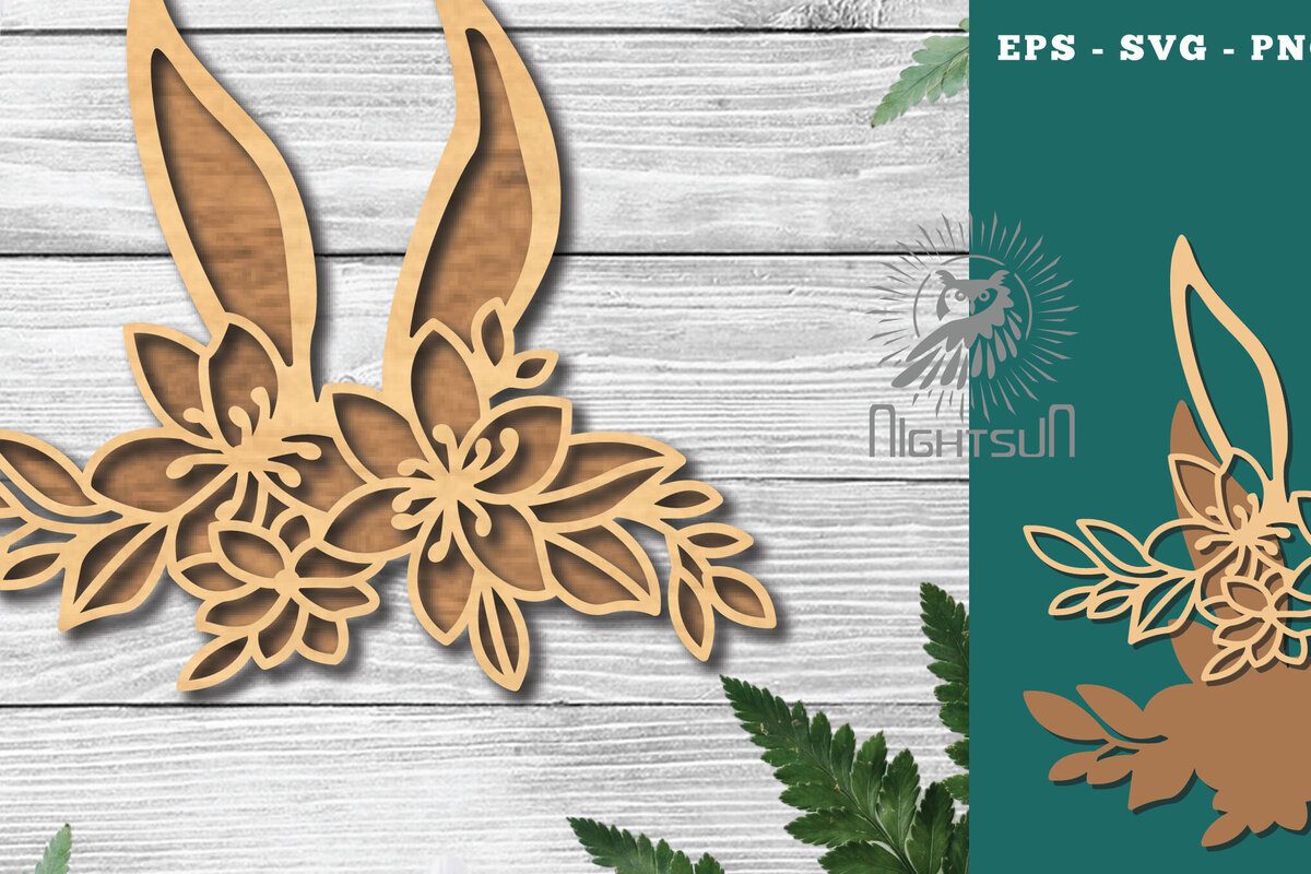 Intra απο ξύλο plywood 3mm-4mm πάχος - Διακόσμηση Flowers Bunny Cut Laser 3 Δίασταση 15x15 cm INTRAFABR-116293080