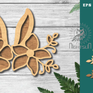 Intra απο ξύλο plywood 3mm-4mm πάχος - Διακόσμηση Flowers Bunny Cut Laser 4 Δίασταση 15x15 cm INTRAFABR-116293135