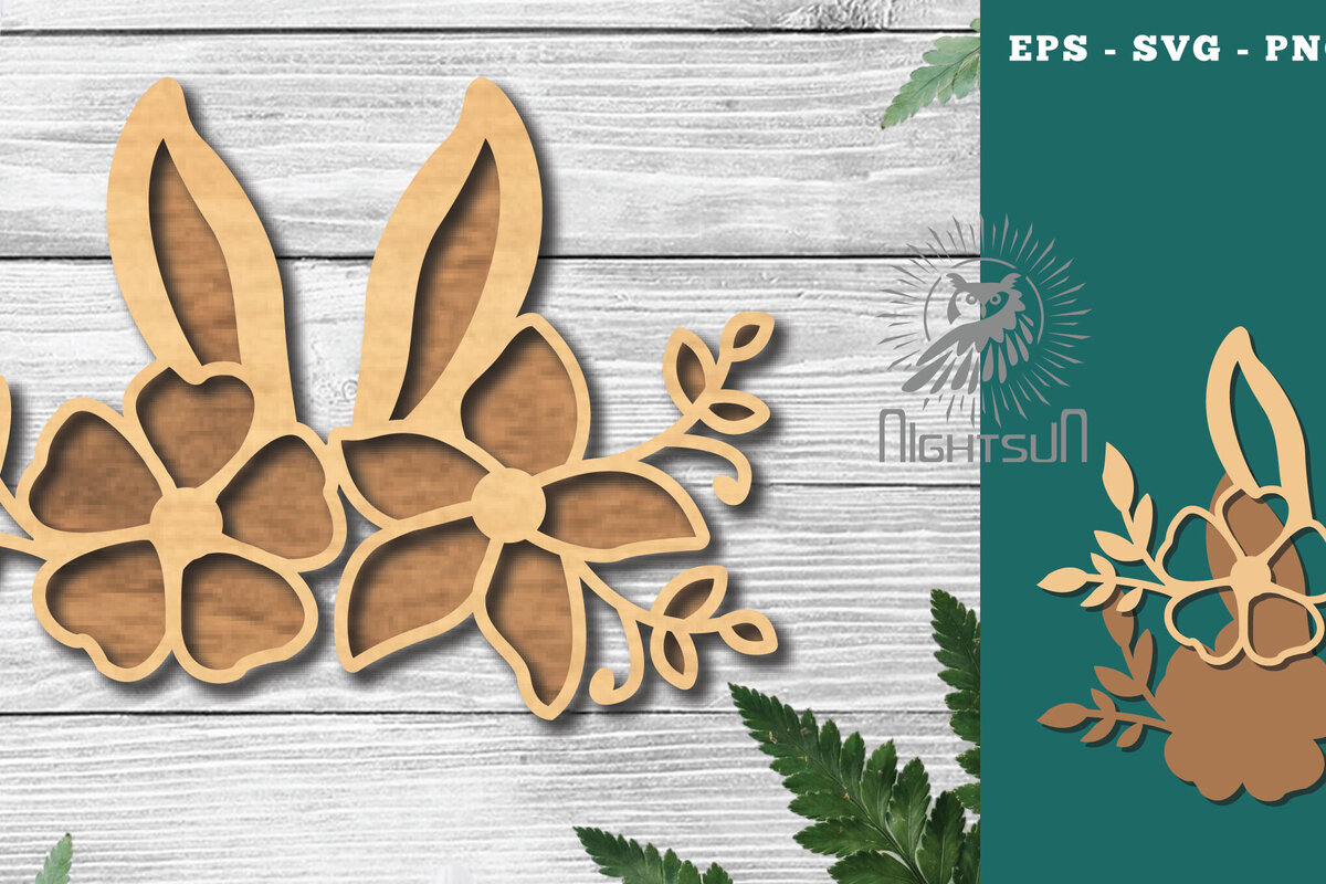 Intra απο ξύλο plywood 3mm-4mm πάχος - Διακόσμηση Flowers Bunny Cut Laser 4 Δίασταση 15x15 cm INTRAFABR-116293135