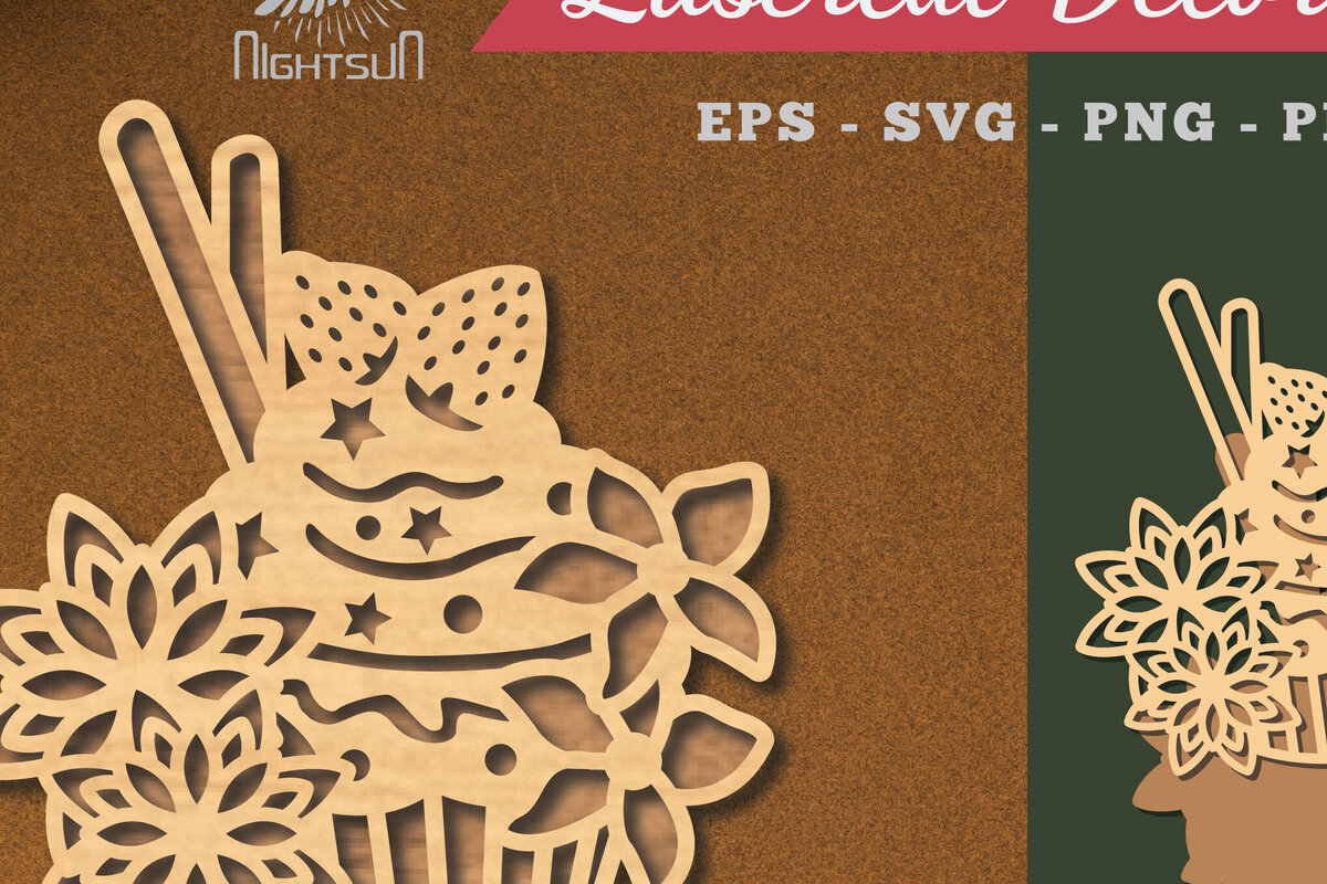 Intra απο ξύλο plywood 3mm-4mm πάχος - Διακόσμηση με κομμένα λέιζερ τούρτα λουλουδιών 1 Δίασταση 20x20 cm INTRAFABR-113541102