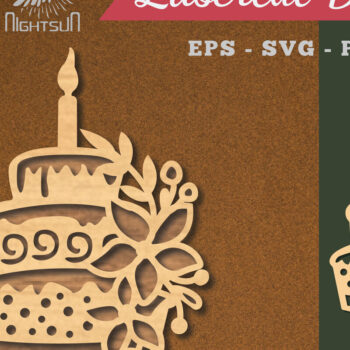 Intra απο ξύλο plywood 3mm-4mm πάχος - Διακόσμηση με κομμένα λέιζερ τούρτα λουλουδιών 3 Δίασταση 20x20 cm INTRAFABR-113541271 - Image 1