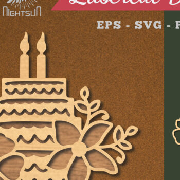 Intra απο ξύλο plywood 3mm-4mm πάχος - Διακόσμηση με κομμένα λέιζερ τούρτα λουλουδιών 4 Δίασταση 20x20 cm INTRAFABR-113541401 - Image 1