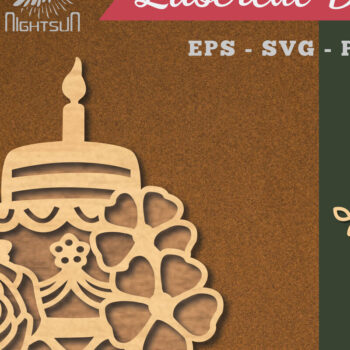 Intra απο ξύλο plywood 3mm-4mm πάχος - Διακόσμηση με κομμένα λέιζερ τούρτα λουλουδιών 6 Δίασταση 20x20 cm INTRAFABR-113541557 - Image 1