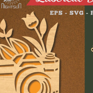 Intra απο ξύλο plywood 3mm-4mm πάχος - Διακόσμηση με κομμένα λέιζερ κάμερας λουλουδιών 1 Δίασταση 20x20 cm INTRAFABR-113273329