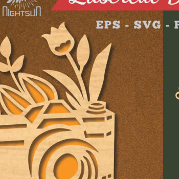 Intra απο ξύλο plywood 3mm-4mm πάχος - Διακόσμηση με κομμένα λέιζερ κάμερας λουλουδιών 1 Δίασταση 20x20 cm INTRAFABR-113273329 - Image 1