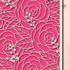 Intra απο ξύλο plywood 3mm-4mm πάχος - Flowers Card , Σχέδιο κοπής με λέιζερ/χαρτί Δίασταση 30x20 cm INTRAFABR-27154595