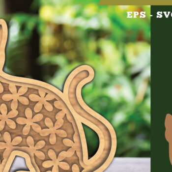 Intra απο ξύλο plywood 3mm-4mm πάχος - Flowers Cat Laser Cut Decoration 2 Δίασταση 20x20 cm INTRAFABR-111784059 - Image 1