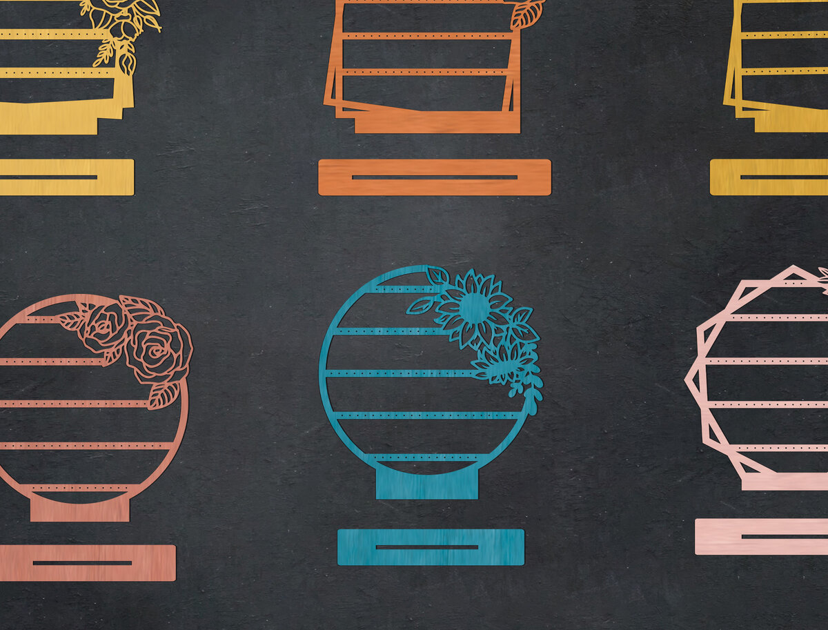 Intra απο ξύλο plywood 3mm-4mm πάχος - Βάση σκουλαρικιών με λουλούδια Δίασταση 20x20 cm INTRAFABR-28526075