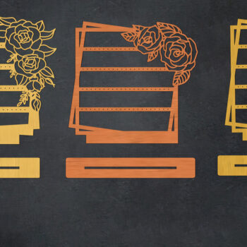 Intra απο ξύλο plywood 3mm-4mm πάχος - Βάση σκουλαρικιών με λουλούδια Δίασταση 20x20 cm INTRAFABR-28526075 - Image 2