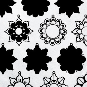 Intra απο ξύλο plywood 3mm-4mm πάχος - Πακέτο Σκουλαρίκια Λουλούδια -  Eps Ai Png Δίασταση 3x3 cm INTRAFABR-29300783 - Image 2