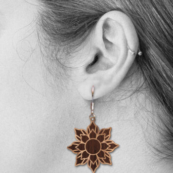 Intra απο ξύλο plywood 3mm-4mm πάχος - Πακέτο Σκουλαρίκια Λουλούδια -  Eps Ai Png Δίασταση 3x3 cm INTRAFABR-29300783 - Image 3