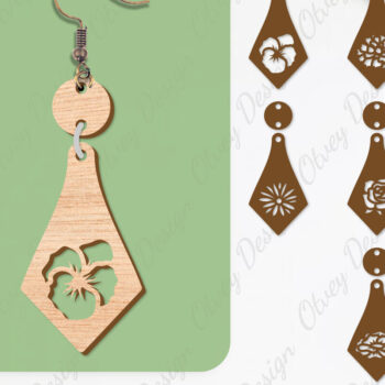 Intra απο ξύλο plywood 3mm-4mm πάχος - Σκουλαρίκια Λουλούδια Κόψιμο με Λέιζερ ΔΕΜΑ Δίασταση 3x3 cm INTRAFABR-104540584 - Image 1