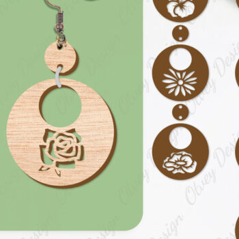 Intra απο ξύλο plywood 3mm-4mm πάχος - Σκουλαρίκια Λουλούδια Κόψιμο με Λέιζερ ΔΕΜΑ Δίασταση 3x3 cm INTRAFABR-104540613 - Image 1