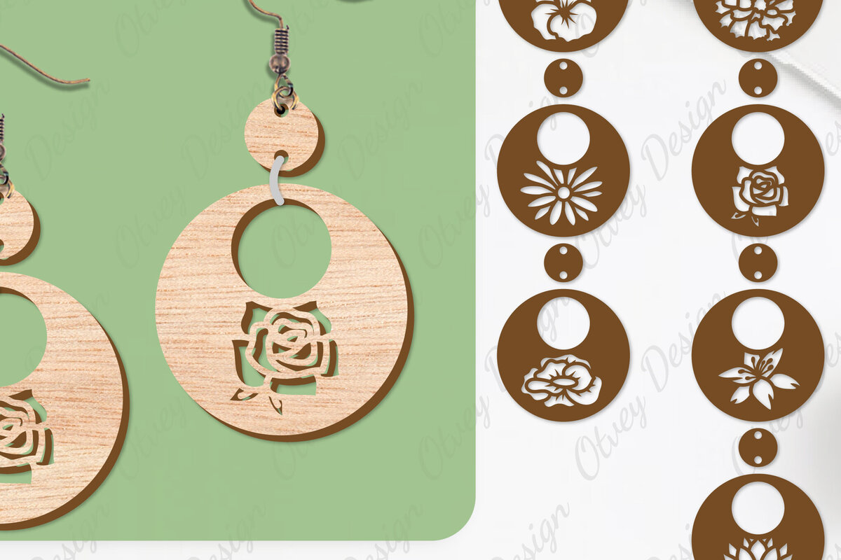 Intra απο ξύλο plywood 3mm-4mm πάχος - Σκουλαρίκια Λουλούδια Κόψιμο με Λέιζερ ΔΕΜΑ Δίασταση 3x3 cm INTRAFABR-104540613