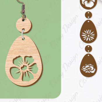 Intra απο ξύλο plywood 3mm-4mm πάχος - Σκουλαρίκια Λουλούδια Κόψιμο με Λέιζερ ΔΕΜΑ Δίασταση 3x3 cm INTRAFABR-104540620 - Image 1