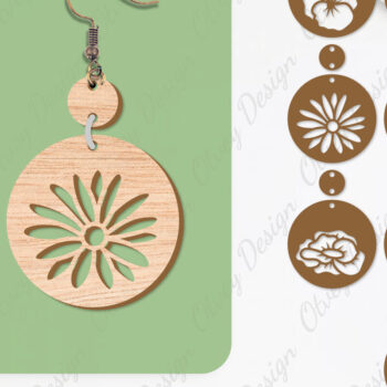 Intra απο ξύλο plywood 3mm-4mm πάχος - Σκουλαρίκια Λουλούδια Κόψιμο με Λέιζερ ΔΕΜΑ Δίασταση 3x3 cm INTRAFABR-104540627 - Image 1