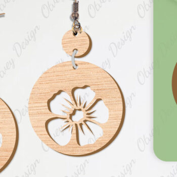 Intra απο ξύλο plywood 3mm-4mm πάχος - Σκουλαρίκια Λουλούδια Κόψιμο με Λέιζερ ΔΕΜΑ Δίασταση 3x3 cm INTRAFABR-104540627 - Image 4