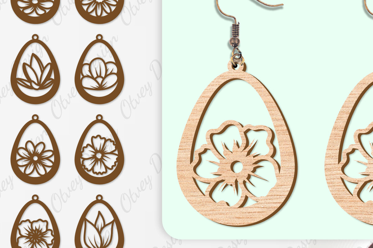 Intra απο ξύλο plywood 3mm-4mm πάχος - Σκουλαρίκια Λουλούδια Κόψιμο με Λέιζερ ΔΕΜΑ Δίασταση 3x3 cm INTRAFABR-104107733