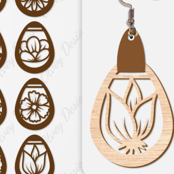 Intra απο ξύλο plywood 3mm-4mm πάχος - Σκουλαρίκια Λουλούδια Κόψιμο με Λέιζερ ΔΕΜΑ Δίασταση 3x3 cm INTRAFABR-104107841 - Image 1