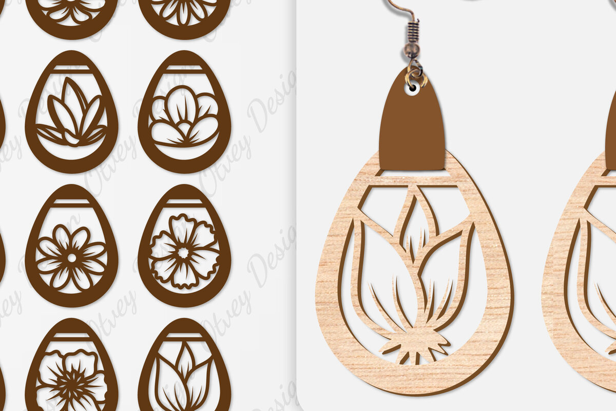 Intra απο ξύλο plywood 3mm-4mm πάχος - Σκουλαρίκια Λουλούδια Κόψιμο με Λέιζερ ΔΕΜΑ Δίασταση 3x3 cm INTRAFABR-104107841